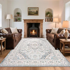 CRYPTOLITE 9x11 Area Rug for Living Room, Modern Washable Rug Non Slip Low Pile Large Area Rugs for Living Room, Bedroom, Farmhouse, Dining Room,Blue