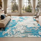 CRYPTOLITE Living Room Rug Washable Abstract Rugs with Non-Slip Backing Low Pile Area Rug for Living Room, Bedroom, Dining Room, 6x9, Blue