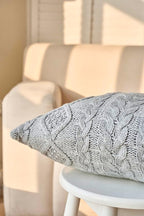 DOKOT Grey Knit Throw Pillow Cover Decorative Cable Braid and Diamond Knitting Square Warm Cushion Cover (Light Gray, (18x18 inches(45x45cm))