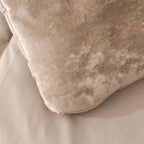 Fredsure Distressed Velvet Comforter Set, 5 Pieces Khaki Queen, Distressed Velvet Face and Brushed Microfiber Reverse