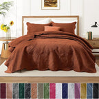 IR Imperial Rooms 10 Pack Twin Quilt Bedding Set (68" x 86") - Bulk Wholesale for Hotels, Guest Bedroom & Airbnbs - Lightweight Microfiber Reversible Floral Embossed Quilts Bedspreads (Rust)
