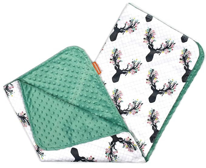 Dear Baby Gear - Reversible Baby Blankets - Soft Nursery Blanket for Newborn - Toddler Blankey - Throw Blanket for Boys & Girls - Infant Blankets - 40x30 (Girl Antler Flowers - Mint Dot)