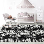 Noahas Large Fluffy 5x8 Area Rugs for Living Room Bedroom,Tie-Dyed Black and White Thick Shag Throw Rug,Big Soft Shaggy Bedside Non-Slip Plush Dorm Nursery Kids Carpet