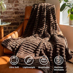 Bedsure GentleSoft Dark Chocolate Fleece Blanket for Couch - Cozy Soft Blankets for Women, Cute Small Throws for Girls, 60x80 Inches