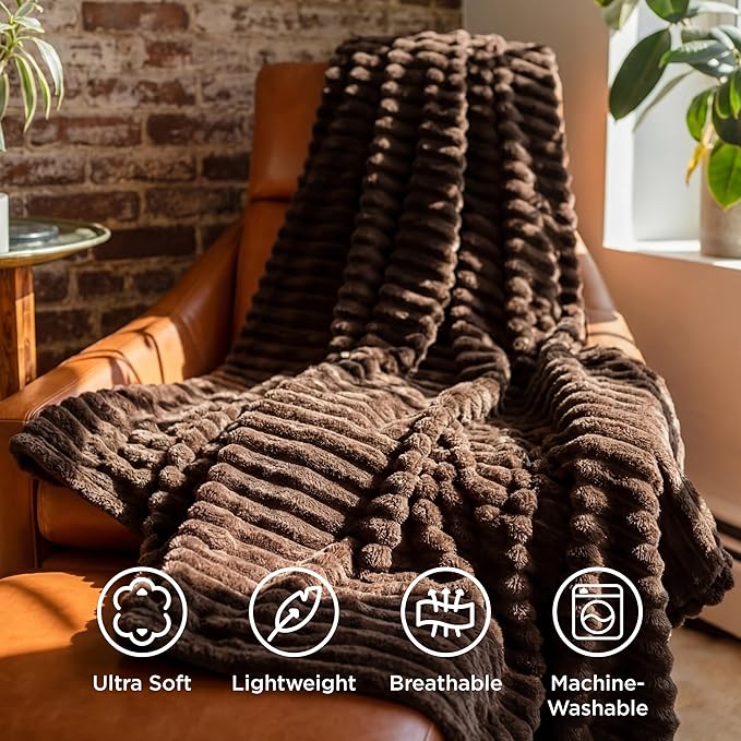 Bedsure GentleSoft Dark Chocolate Twin Blanket for Bed - Cozy Soft Blankets for Women, Cute Large Throws for Girls, 66x90 Inches