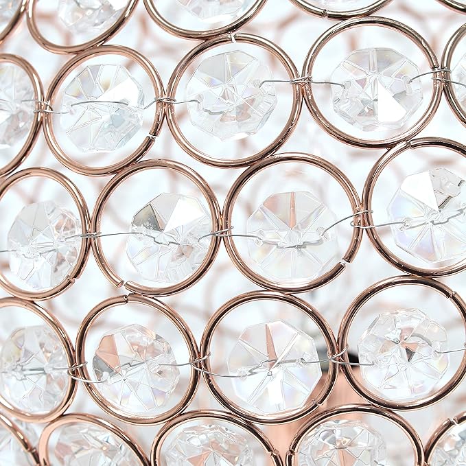 Elegant Designs LT1067-RGD 10" Elipse Crystal Collection Metal Crystal Ball Sequin Table Desk Lamp for Accent Lighting, Décor, Living Room, Rose Gold