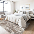 5x8 Washable Living Room Area Rug – Modern Neutral Abstract Rug for Bedroom, Kitchen, Dining Room – Non-Slip Low Pile Soft Indoor Carpet (Brown Beige,5x8)