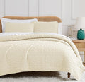 Southshore Fine Living, Inc. Oversized Quilt Bedding Set Lightweight, Prewash Fabric Soft Coverlet Bedspread 3-Piece with Two Matching Shams (98 in Wide x 98 in Long), Full/Queen, Pebble Cream