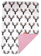 Dear Baby Gear - Reversible Baby Blankets - Soft Nursery Blanket for Newborn - Toddler Blankey - Throw Blanket for Boys & Girls - Infant Blankets - 40x30 (Girl Antler Flowers - Pink Dot)