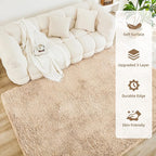 Litanika 3x5 Shag Area Rug for Living Room Bedroom, Beige High Pile Ultra Soft Plush Shaggy Furry Cream Bedside Playroom Dorm Carpet, Non-Slip, Non-Shedding Modern Indoor Floor Rug