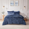 Intelligent Design King Comforter Set, Velvet Comforter Set , Luxury Diamond Quilting Comforter Set, Fluffy Comforter Bed Set with Decorative Pillowand 2 Shams, 4 Piece Navy, King/ Cal King