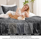 Love's cabin Black Queen Comforter Set - Queen Size Comforter Set, 3 Pieces Cute Floral Bedding Sets for All Seasons,1 Soft Reversible Botanical Flowers Comforter and 2 Pillow Shams