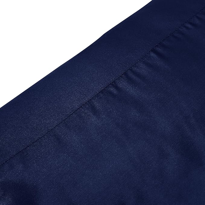 Navy Blue Satin Pillowcase Queen Size Set of 2 for Hair and Skin, Navy Blue Silk Pillowcase Breathable Pillowcase with Envelope Closure