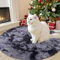 OLANLY Light Grey Tie-dye Round Rugs for Bedroom - Machine Washable, 3x3 Feet Circle Area Rugs for Living Room, Soft and Fluffy Shaggy Carpet for Teen Girls and Boys, Dorms, Home Decor Aesthetic