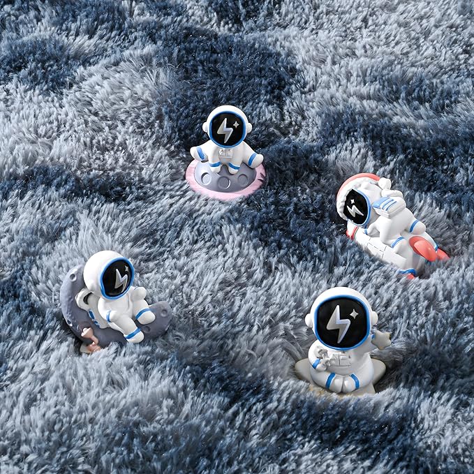 ISEAU 4x6 Area Rug for Living Room, Dark Blue Abstract Rugs for Bedroom, Dorm, College, Apartment, Soft Shaggy Carpets, Machine Washable Mats, Under Bed, On Nursery Floors Mat, Boys, Girls Room Carpet