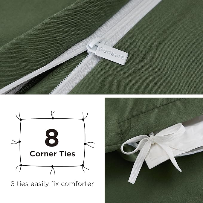 Bedsure Duvet Cover with Fitted Sheet King - Cooling Deep Pocket, Hotel Luxury Soft Double Brushed Bedding Set with Zipper Closure, 1 Duvet Cover, 1 Fitted Sheet, 2 Pillow Shams, NO Comforter, Green