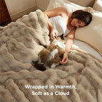 Bedsure GentleSoft Fluffy Fuzzy Beige Throw Blanket for Bed, Soft Cozy Fleece Faux Fur Blanket for Couch, Beige Room Decor Minky Velvet Bedding Sofa Cover, Thick Warm Plush Women Girls Birthday Gifts