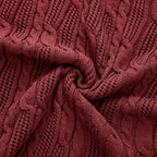 Aormenzy Cable Knit Throw Blankets 50 x 60 Inches, Soft Cozy and Lightweight Knitted Blanket, Machine Washable Acrylic Blanket, Decorative Throw Blanket for Couch Sofa Bed, Dark Red