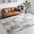 CRYPTOLITE Abstract Area Rug 5x8 Rugs, Machine Washable Rug Non-Slip Low Pile Rug for Living Room, Bedroom, Farmhouse, Dining Room, Rust Red&Brown