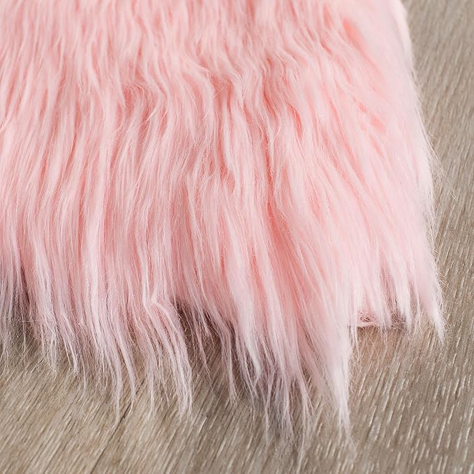 SAFAVIEH Faux Sheep Skin Collection 5' x 8' Pink FSS115G Silken Glam 2.35-inch Thick Area Rug