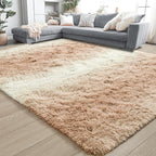 Noahas Large Fluffy 5x8 Area Rugs for Living Room Bedroom,Beige and White Thick Shag Throw Rug,Big Soft Shaggy Bedside Non-Slip Plush Dorm Nursery Kids Carpet