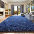 Amdrebio Navy Blue Area Rugs 8x10 for Living Room Boys Bedroom, Large Shag Fluffy Furry Plush Rug for Baby Kids Room Decor Aesthetic, Cool Royal Dark Blue Carpet for Nursery Classroom Dorm Playroom