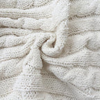 Chenille Chunky Knitted Throw Blanket with 14pcs Pom Poms Tassel Super Soft Cozy Warm Blanket for Sofa Bed Soft Couch 50 x60 inches (White)?-¡­