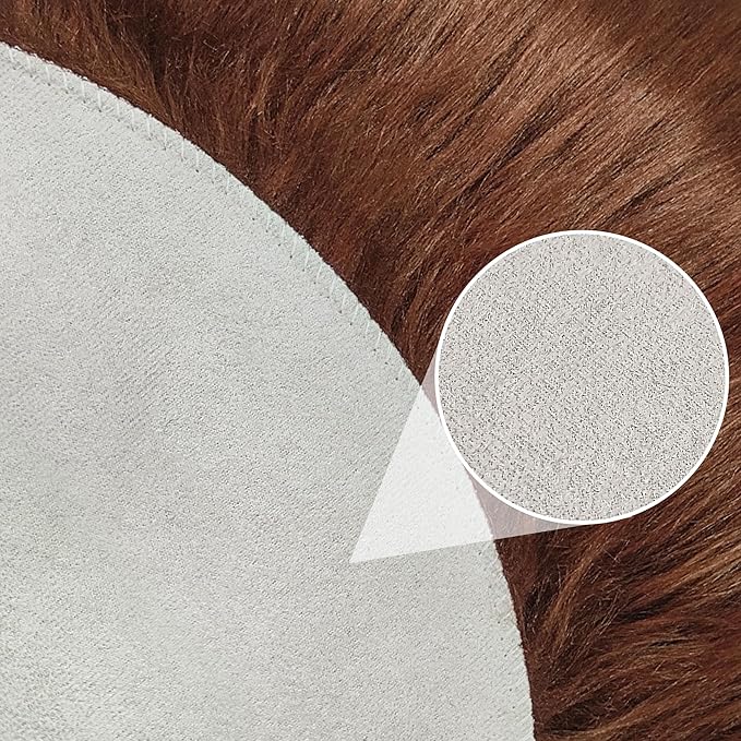 1.3ft Small Round Brown Rug,Thick Furry Fluffy Carpet for Teen,Sheepskin Fur Shaggy Circular Rug for Indoor Bedroom Room Living Room Nursery Decor Chair