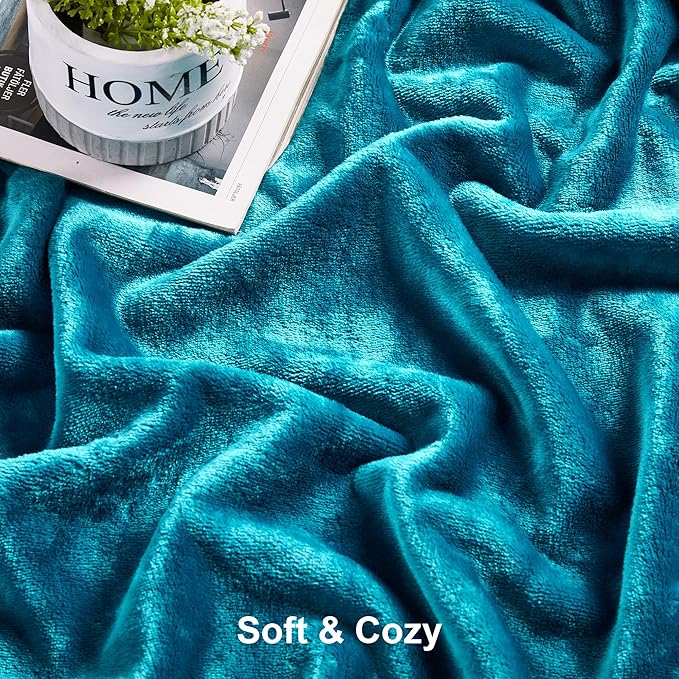 DREAMNINE Extra Large Soft Comfy Fluffy Fleece Bed Blanket Full Size 80" x 90", Luxury Huge Decorative Fuzzy Blanket for Women Girl, Big Cozy Shaggy Warm Flannel Blankets for Winter Autumn Pet, Teal