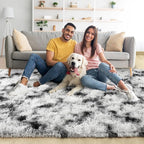 Noahas Large Fluffy 5x8 Area Rugs for Living Room Bedroom,Fuzzy Black and White Thick Shag Throw Rug,Big Soft Shaggy Bedside Non-Slip Plush Dorm Nursery Kids Carpet