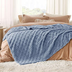 Bedsure GentleSoft Blankets Queen Size for Bed - Super Soft Cozy Blanket for Kids Girls, Large Fuzzy Fleece Throw for Bedroom Decor, Ashley Blue, 90x90 Inches