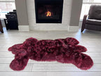 LAMBZY Bear Skin Rug Super Soft Fluffy Faux Fur for Bedroom Floor Sofa Living Room High-Density Plush Shaggy Carpet Sofa Cover Bedside Sheepskin Rug (4'x6', Burgundy)