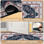 Area Rug 2x3 ft Entry Rug Washable Vintage Boho Rugs Non Slip Low Pile Floral Door Mat Small Carpet for Bedroom, Bedside, Kids Room, Office, Dining Room