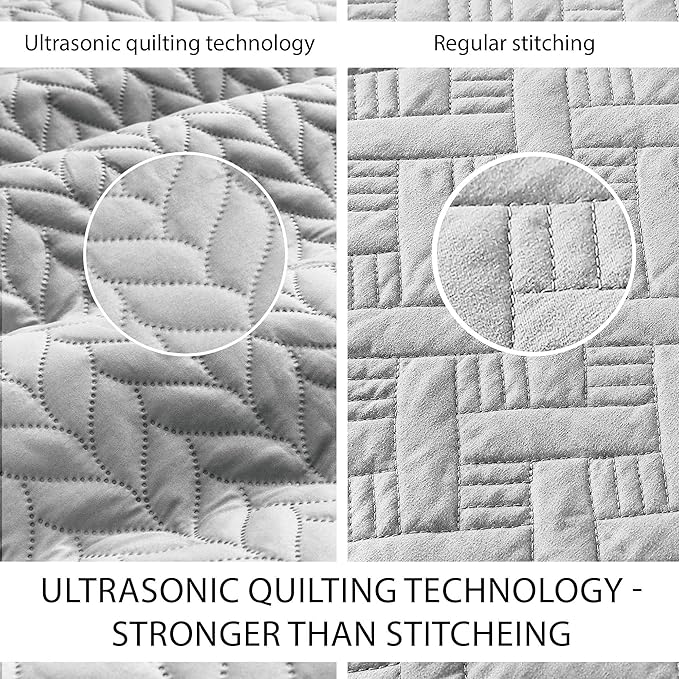 IR Imperial Rooms Twin Quilt Bedding Set Size (68” x 86”) + 1 Pillow Shams (20” x 26” + 2”) - 2 Pcs All Season Lightweight Reversible Microfiber Coverlet Embossed Quilt Bedspread (Silver)