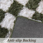 6x9 Area Rugs for Living Room Bedroom, Soft Fluffy Shaggy Bedside Rug, Indoor Floor Carpet for Kids Playroom, Dorms, Nursery Rooms, Home Decor (Olive Green & White 6'x9')