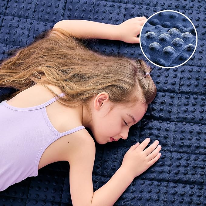 yescool Weighted Blanket 5 Pounds, 40 * 60in Blue Twin Size Cooling Weighted Throw Blanket, Minky Heavy Blankets Warm Weighted Comforter, Big Washable Thick Blankets Gifts