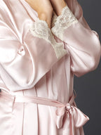 Julianna Rae Women's 100% Silk Robe, Lace Trim, Indulgence Collection, Lingerie, Beautiful Gift Packaging