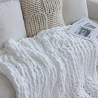 Maetoow Chenille Chunky Knit Blanket Throw （40×50 Inch）, Handmade Warm & Cozy Blanket Couch, Bed, Home Decor, Soft Breathable Fleece Banket, Christmas Thick and Giant Yarn Throws, White