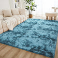 Litanika 5x8 Shag Area Rug for Living Room Bedroom, Tie-Dyed Blue High Pile Soft Plush Shaggy Furry Bedside Playroom Dorm Carpet, Non-Slip, Non-Shedding Modern Indoor Floor Rug