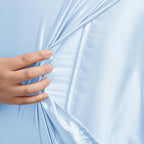 Light Blue Satin Pillowcase Queen Size Set of 2 for Hair and Skin, Light Blue Silk Pillowcase Breathable Pillowcase with Envelope Closure