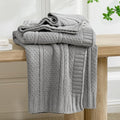 Amélie Home Premium Chenille Throw Blanket, Soft Cozy Moss Stitch Knit Blanket for Couch, Sofa, Chair, Home Decor, Grey 50"x60"