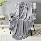 DREAMNINE Soft Plush Cute Fleece Throw Blanket for Couch Sofa 50" x 60", Decorative Solid Gray Lightweight Velvet Blanket for Chair,Cozy Accent Shaggy Minky Fuzzy Flannel Blanket for Bedroom Dorm,Grey