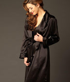 Julianna Rae Women's Silk Robe, Wide Shawl Collar, Gentle Pleats, Ariadne