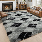 Noahas Large Fluffy 5x8 Area Rugs for Living Room Bedroom,Fuzzy Black and Grey Thick Shag Throw Rug,Big Soft Shaggy Bedside Non-Slip Plush Dorm Nursery Kids Carpet