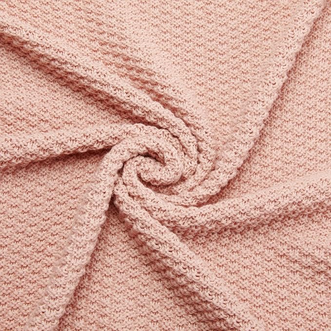 Amazon Basics Chunky Cable Knit Throw Blanket for Couch, Sofa, Bed, Lightweight Soft Cozy, 50" x 60", Dusty Rose