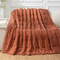 Cottonblue Jacquard Weighted Blanket for Adults 15 lbs Queen Size, Cozy Fluffy Sherpa Fleece Weighted Throw Blankets 60" x 80" for Sleep Relax, Fuzzy Warm Arch Heavy Blanket for Bed Couch, Rust Pink
