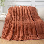 Cottonblue Jacquard Weighted Blanket for Adults 20 lbs Queen Size, Cozy Fluffy Sherpa Fleece Weighted Throw Blankets 60" x 80" for Sleep Relax, Fuzzy Warm Arch Heavy Blanket for Bed Couch, Rust Pink