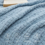 Bedsure Blue Throw Blankets for Couch - Textured Chunky Knit Woven Chenille Blanket - Super Soft, Warm Decorative Boho Throw with Tassels for Bed, Sofa and Living Room Decor, 50x60 Inches