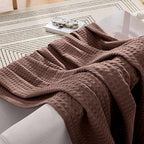 Elegant Comfort Premium 100% Cotton Waffle Blanket - Lightweight Breathable Waffle Weave Bed Blanket - Soft and Warm All Season Blanket for Couch, Sofa and Bed, TwinXL Size 68x90 Inches, Brown