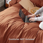 Bedsure Duvet Cover Queen Size - Soft Double Brushed Bedding Set for Kids & Adults, Zipper Closure, 3 Pieces, Includes 1 Duvet Cover (90"x90") & 2 Pillow Shams, NO Comforter, Terracotta